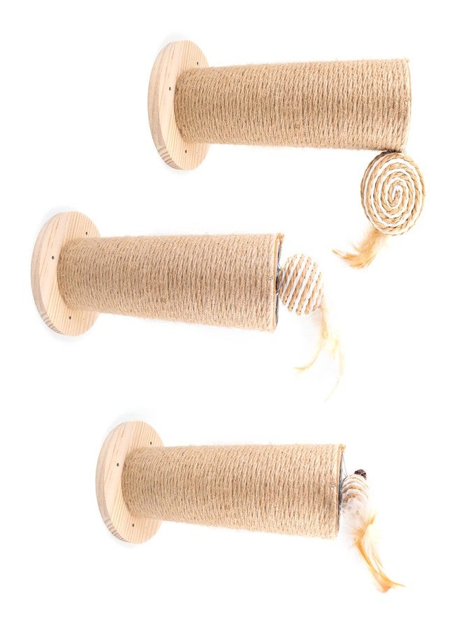 HingoFuni 10 inch Cat Wall Furniture Cat Steps Sisal Wall Mounted Posts Steps Cat Climbing Shelf Scratching Ladder Indoor for Climbing Grinding Claws Toy Cat Scratcher Post Shelf Board, 3pcs - Image 2